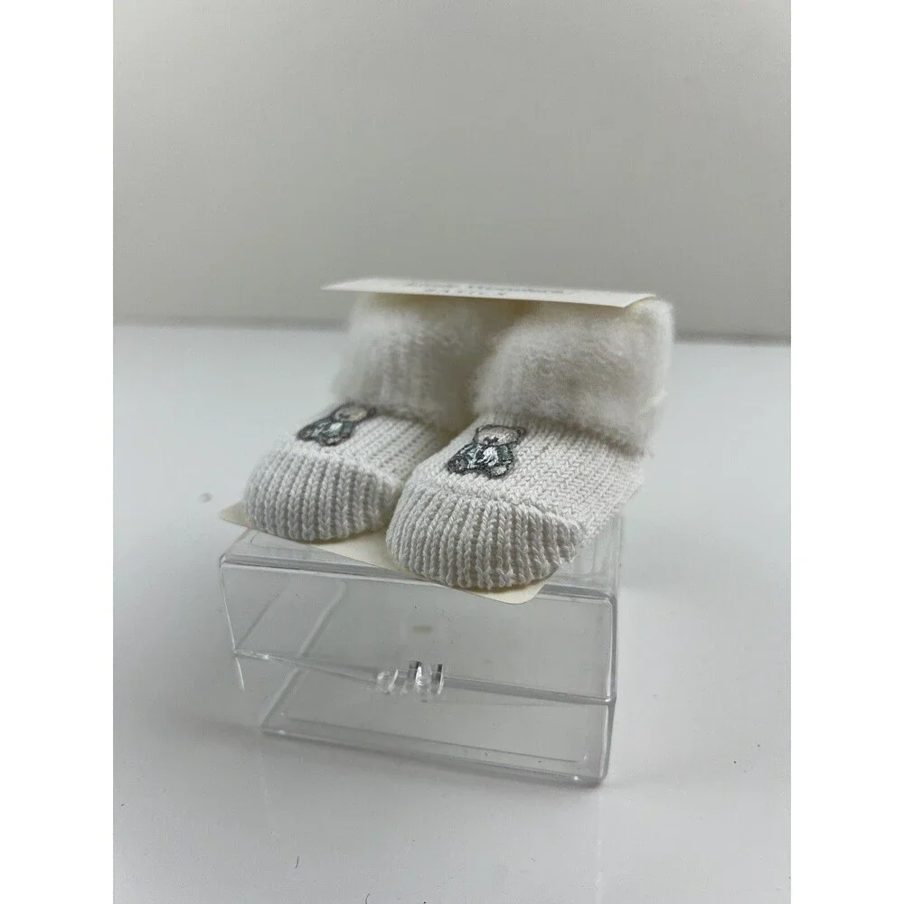 NEW Little Wonders Basics 0-3 Months Bootie Socks Bear Patch Baby Shower Gift